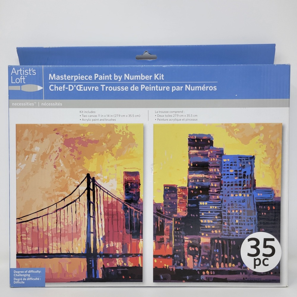 Artist's Loft Masterpiece Paint by Number Kit Cityscape Bridge 2 Canvas 35pc NEW